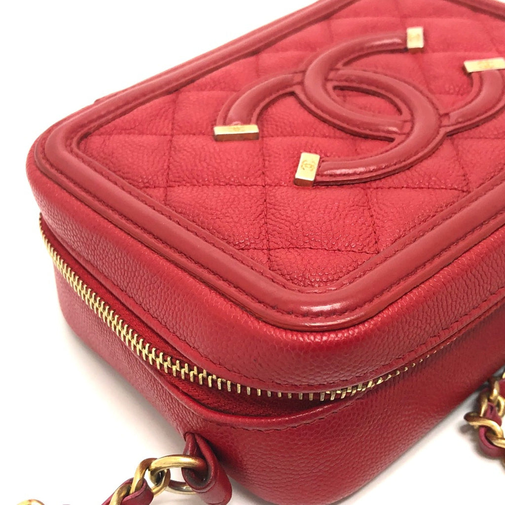 Chanel Red Leather Shoulder Bag