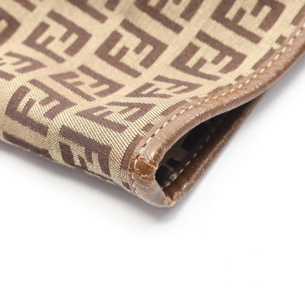 Fendi Beige Brown Canvas Leather Tote Bag