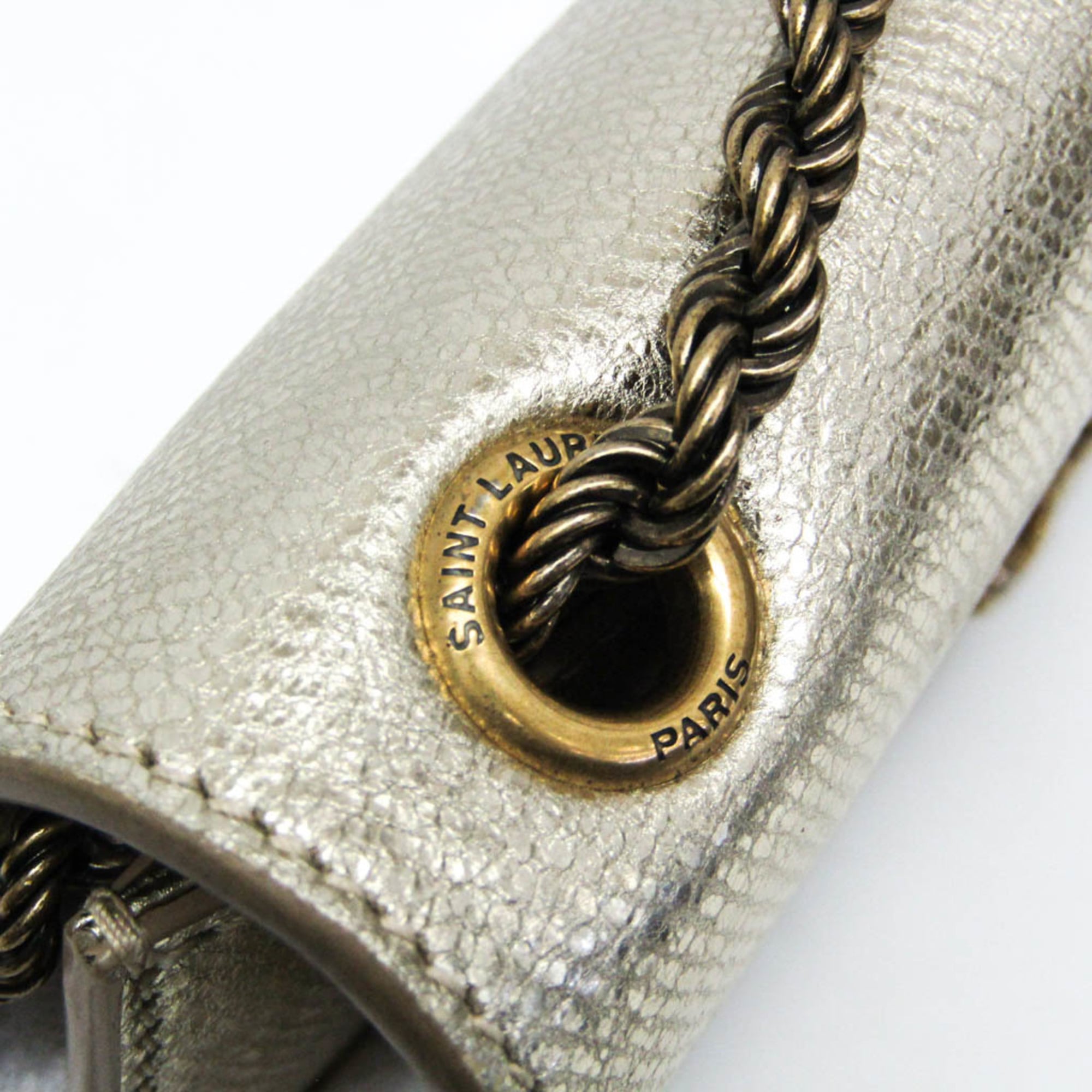 Saint Laurent Classic Monogram Crossbody Bag Calfskin Gold Leather Shoulder Bag Bag (Pre-Owned)
