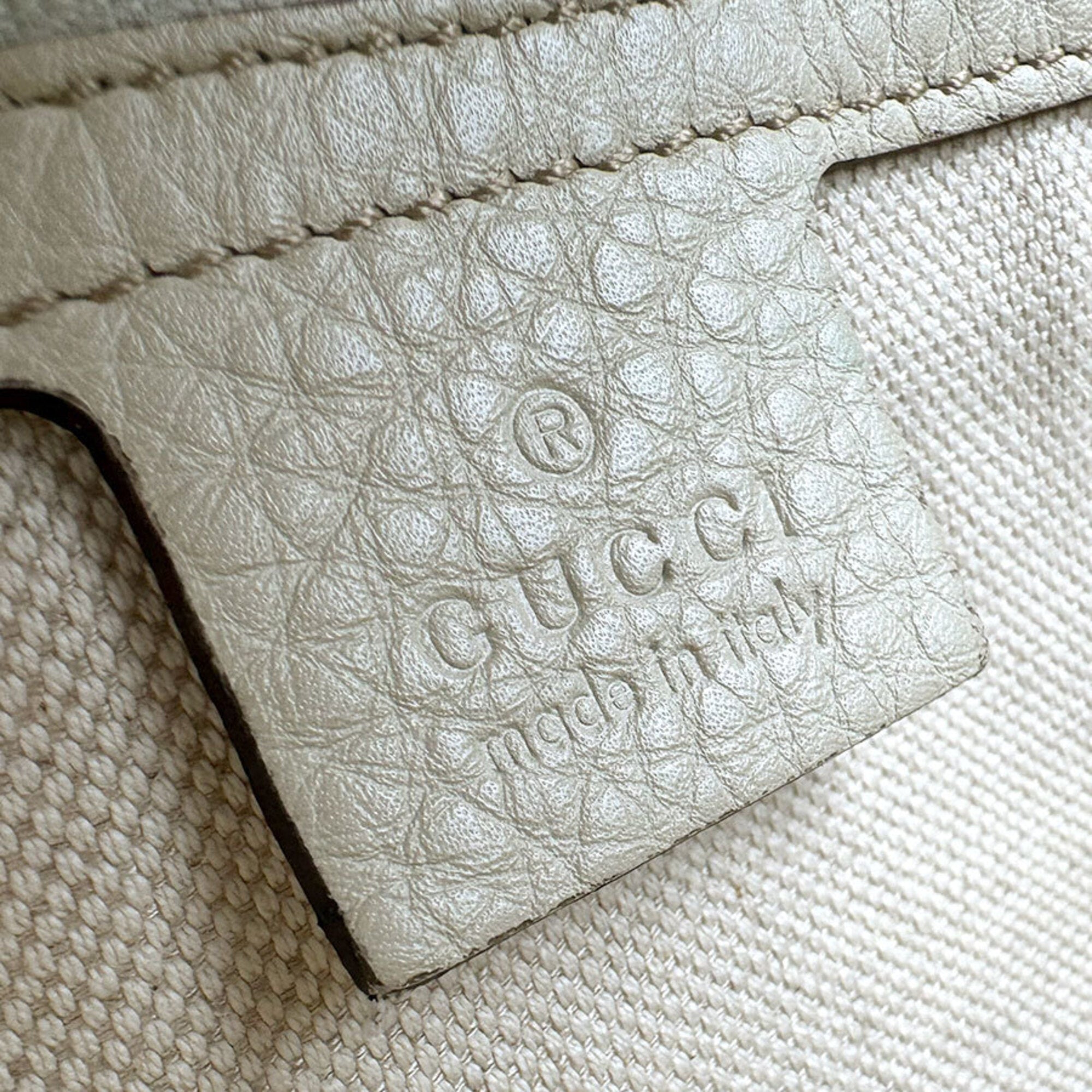 Gucci Brown Ivory Gg Canvas Leather Handbag (Pre-Owned)