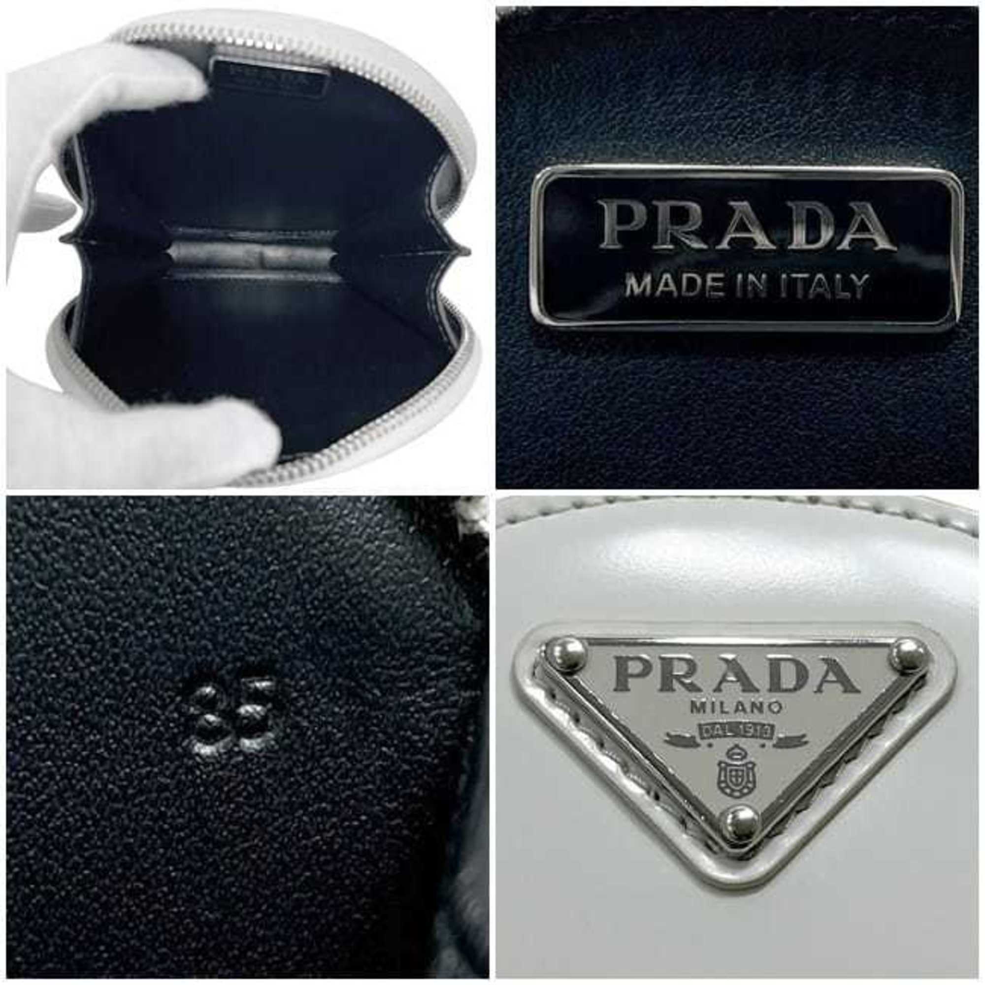 Prada White Leather Pochette Shoulder Bag