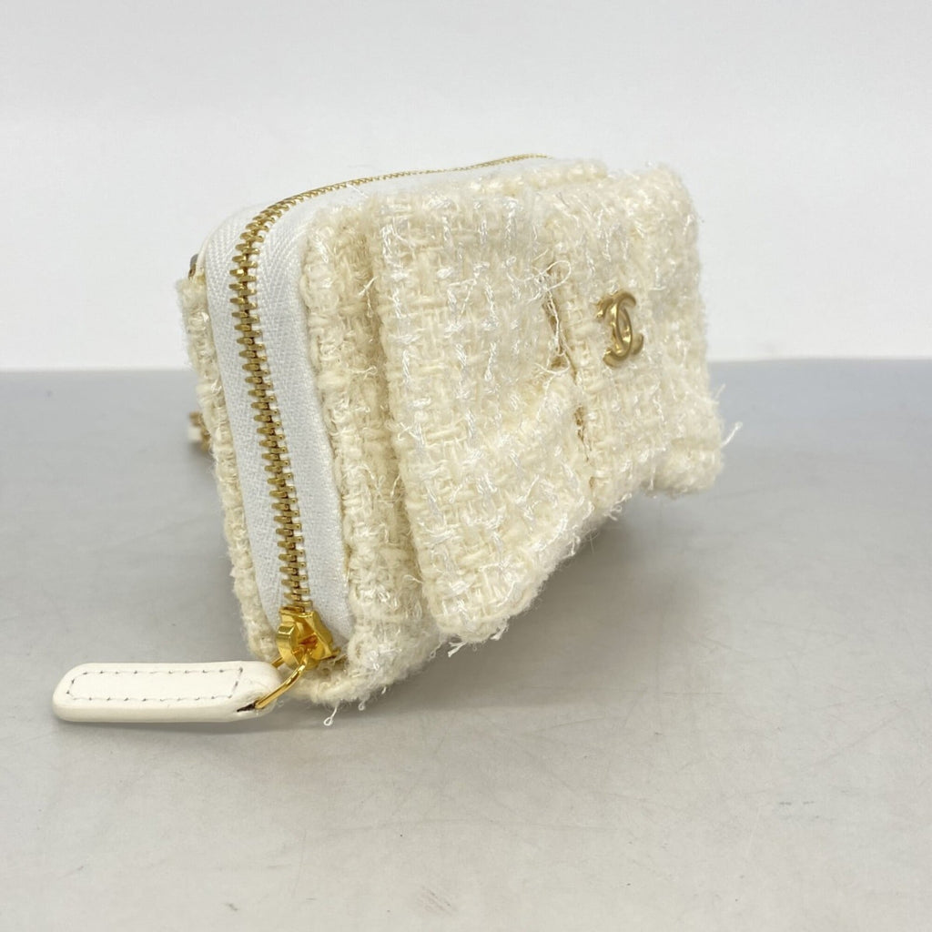 Chanel Ivory Tweed Chain/Shoulder Wallet