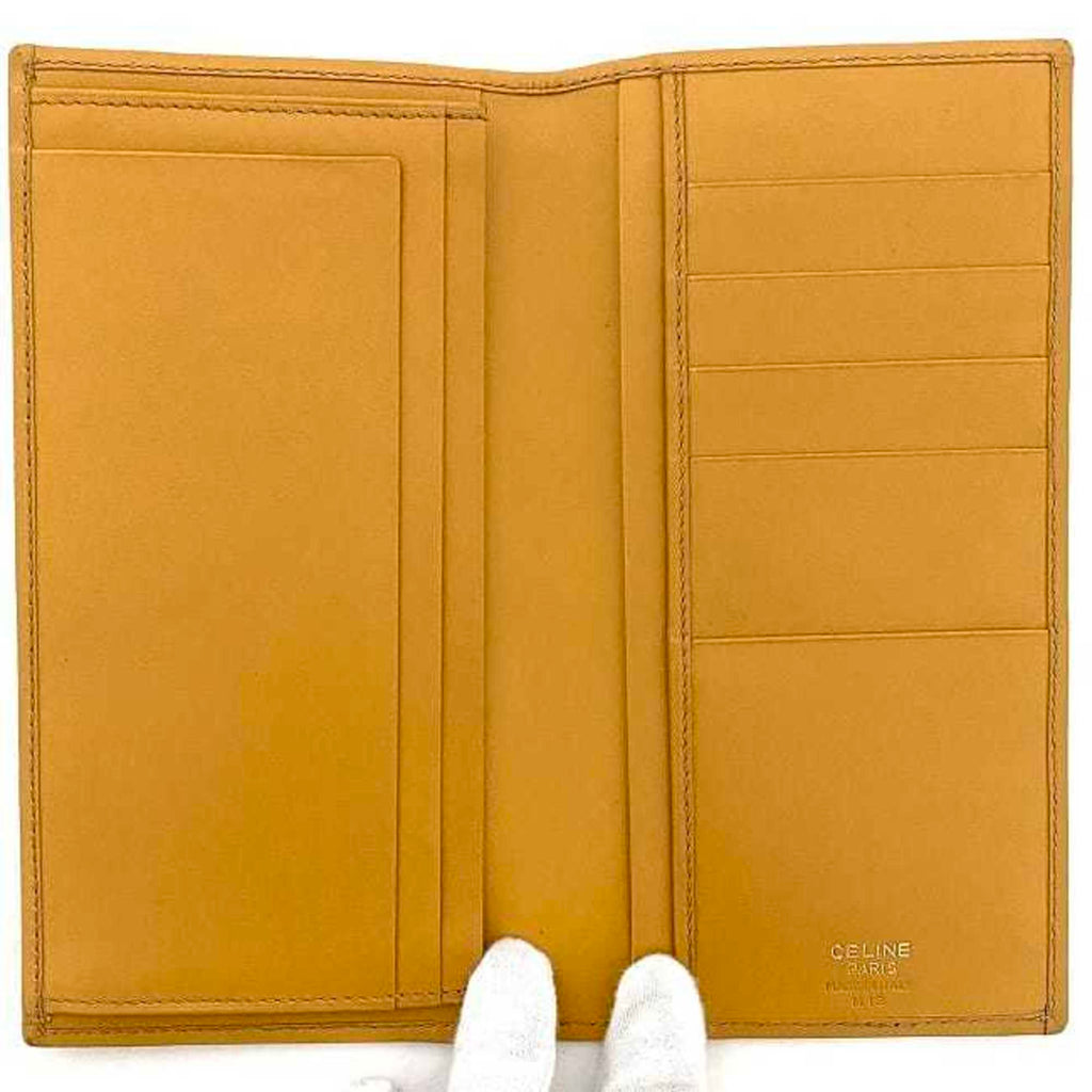 Celine Beige Brown Pvc Leather Long Wallet (Bi-Fold)