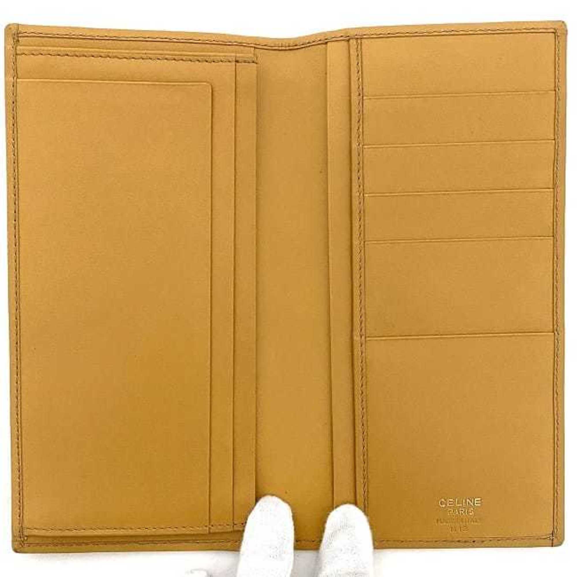 Celine Beige Brown Pvc Leather Long Wallet (Bi-Fold)