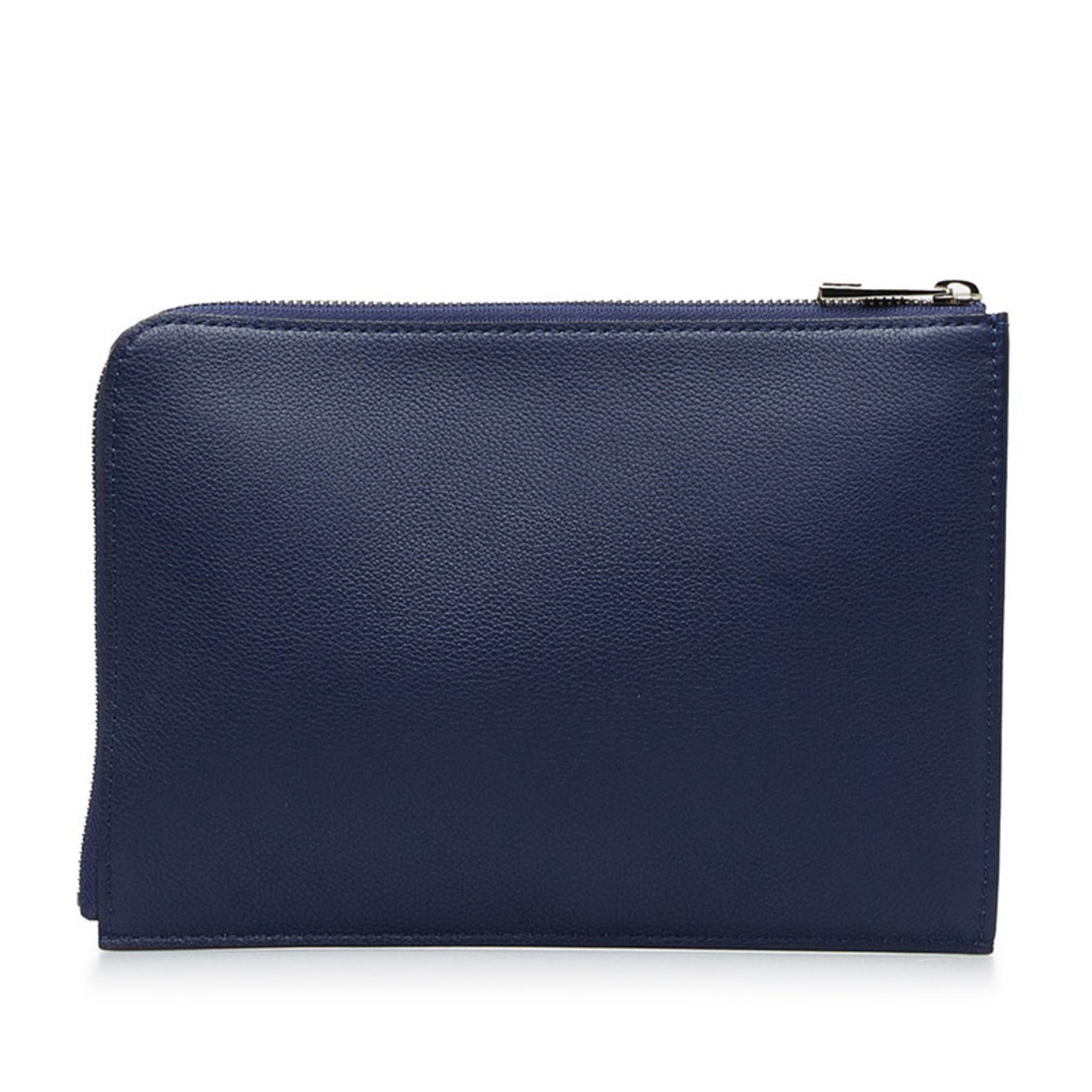 Louis Vuitton Navy Leather Clutch Bag