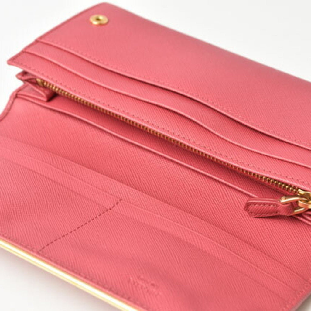 Prada Peonia Saffiano Metal Saffiano Metal Long Wallet (Bi-Fold)