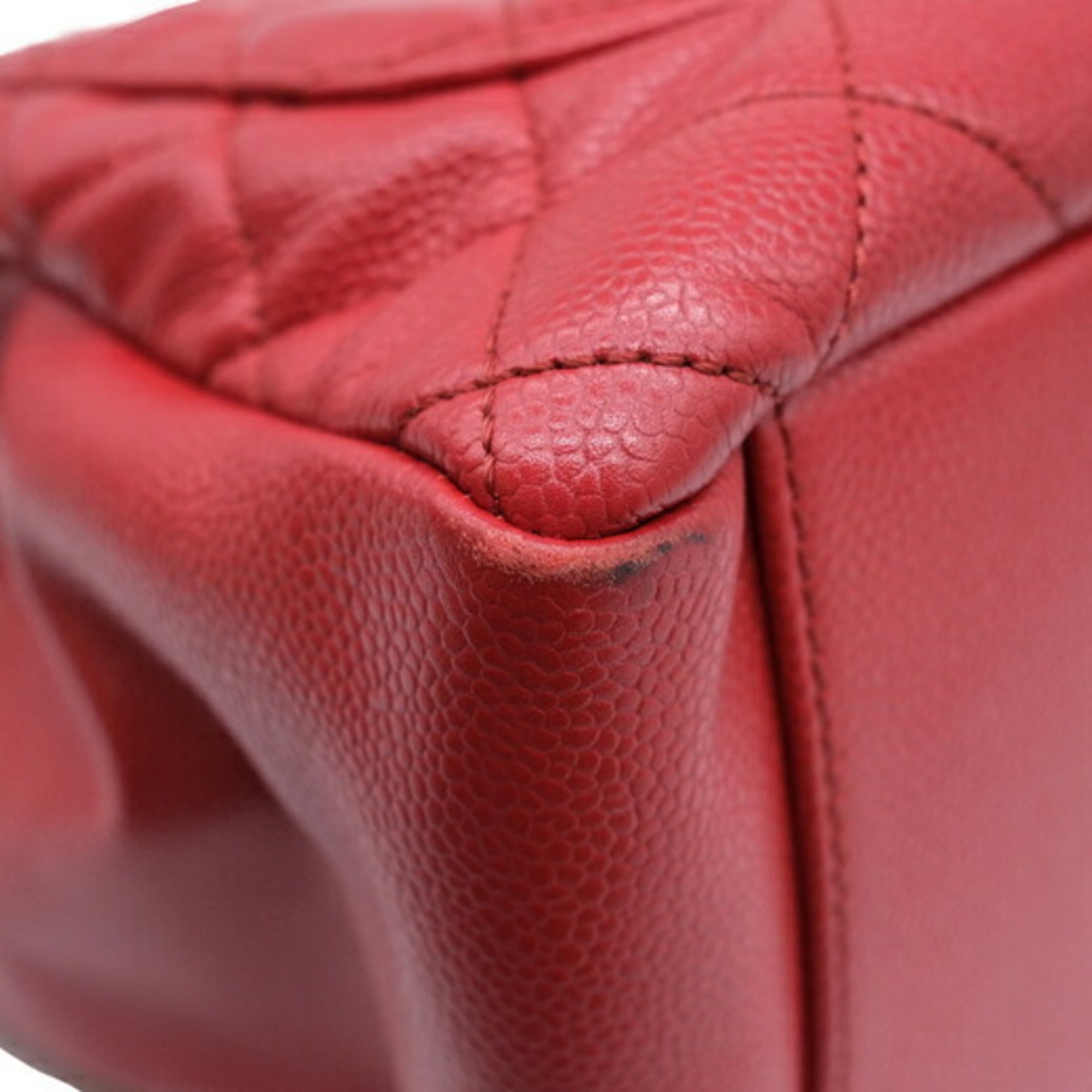 Chanel Red Color Caviar Leather Tote Bag