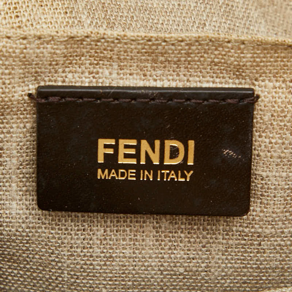 Fendi Selleria Red Brown Leather Tote Bag