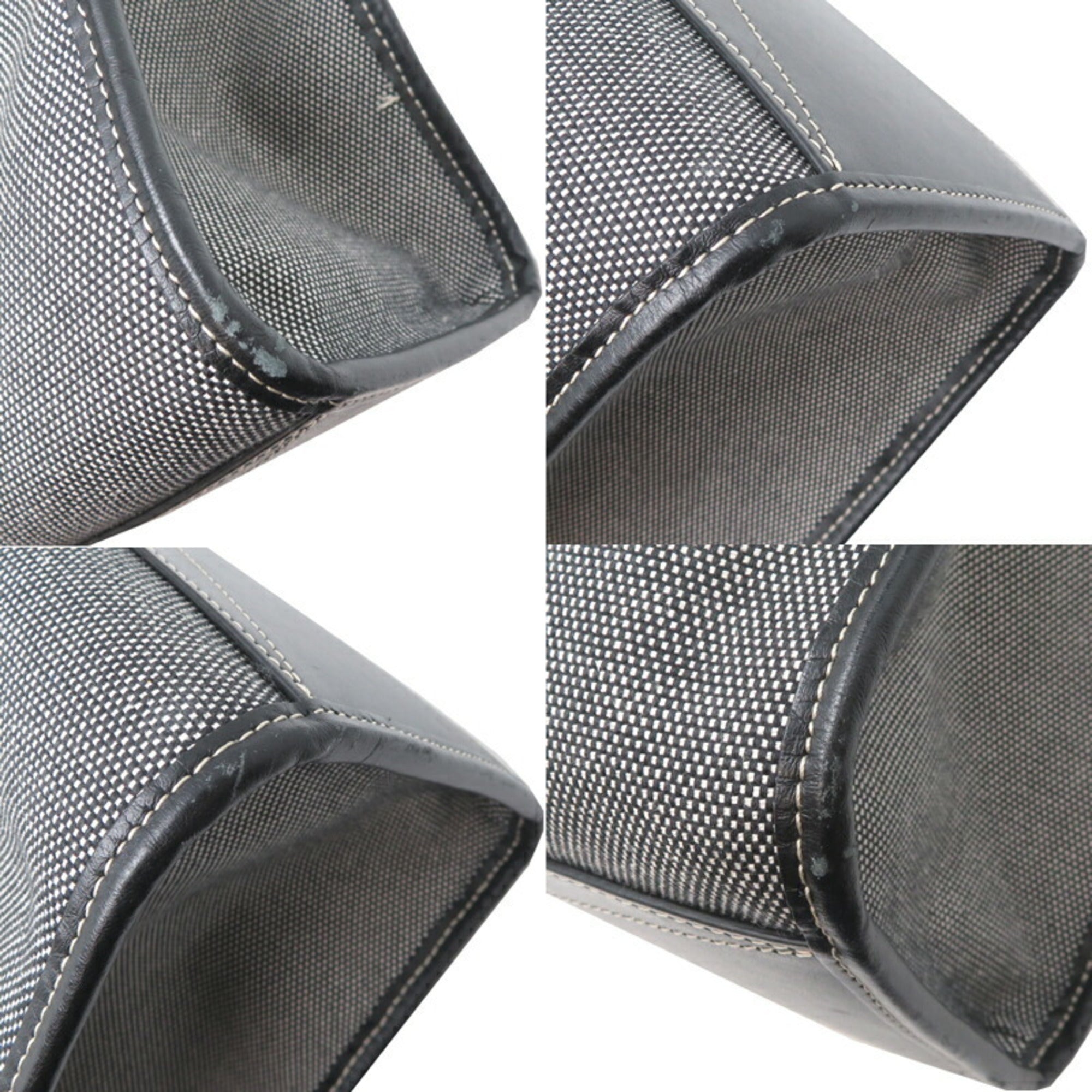 Burberry Gray Canvas Leather Tote Bag
