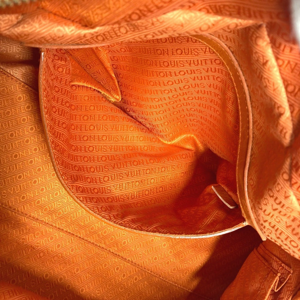 Louis Vuitton Orange Vinyl Leather Boston Bag Handbag Tote Bag