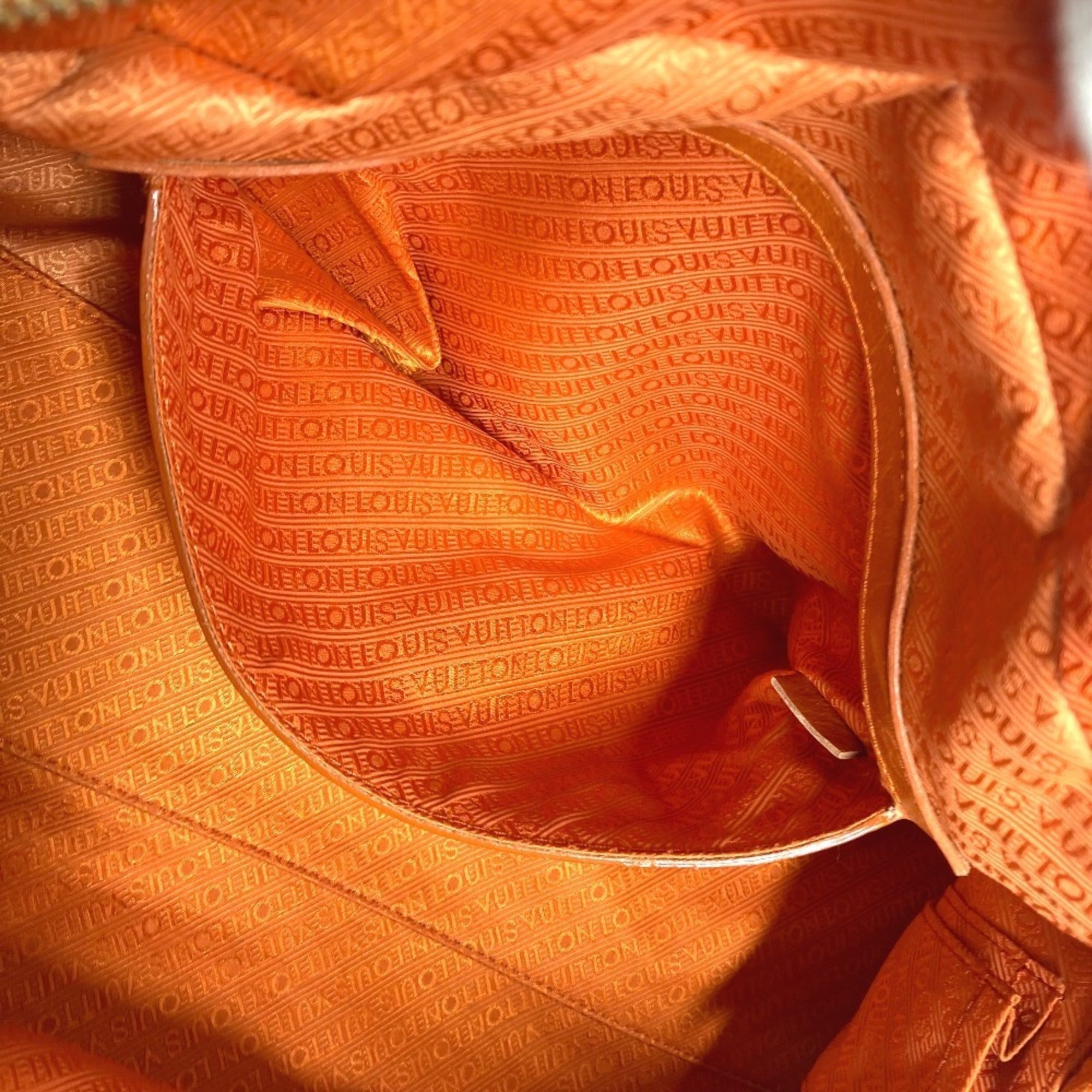 Louis Vuitton Orange Vinyl Leather Boston Bag Handbag Tote Bag