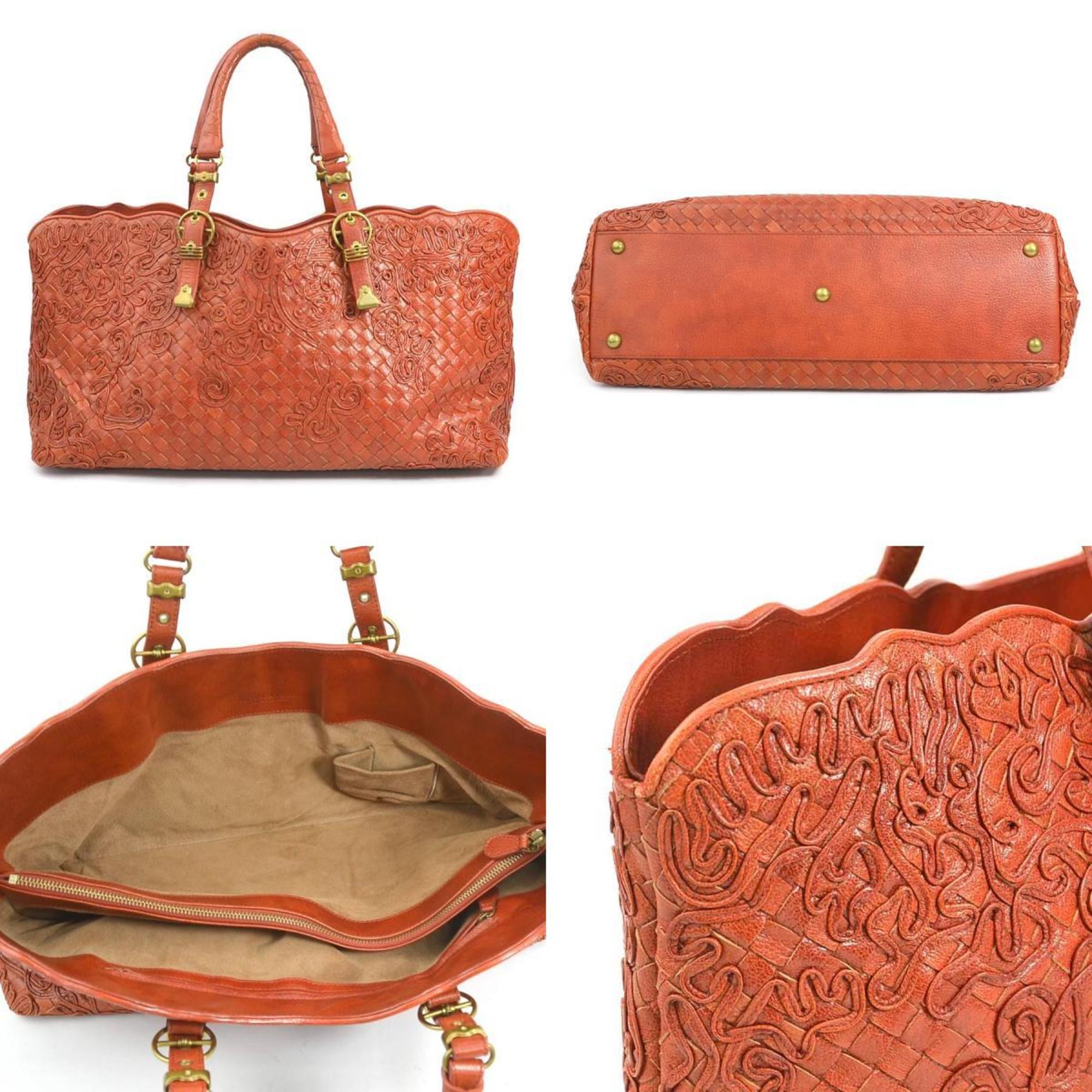 Bottega Veneta Brown Orange Intrecciato Handbag