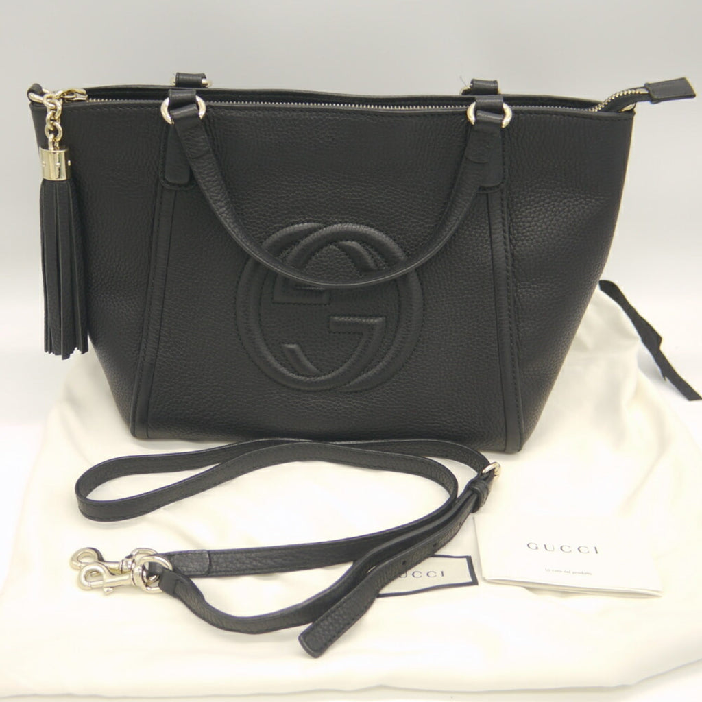 Gucci Black Leather Handbag Shoulder Bag (Pre-Owned)