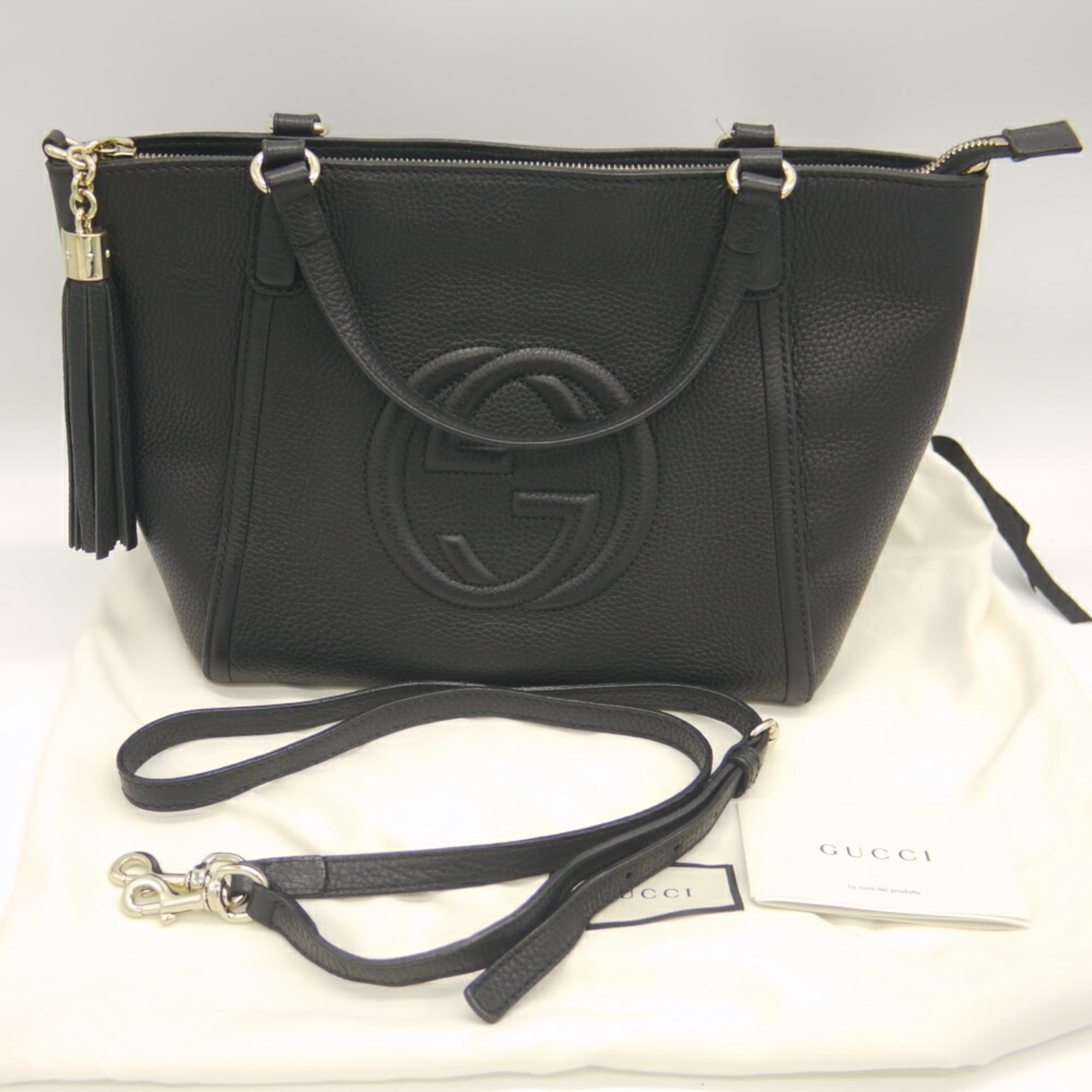 Gucci Black Leather Handbag Shoulder Bag (Pre-Owned)