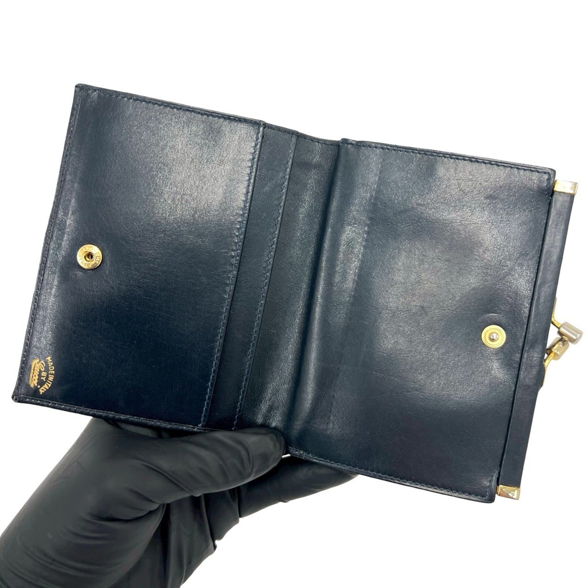 Gucci Navy Leather Pvc Wallet (Bi-Fold) (Pre-Owned)