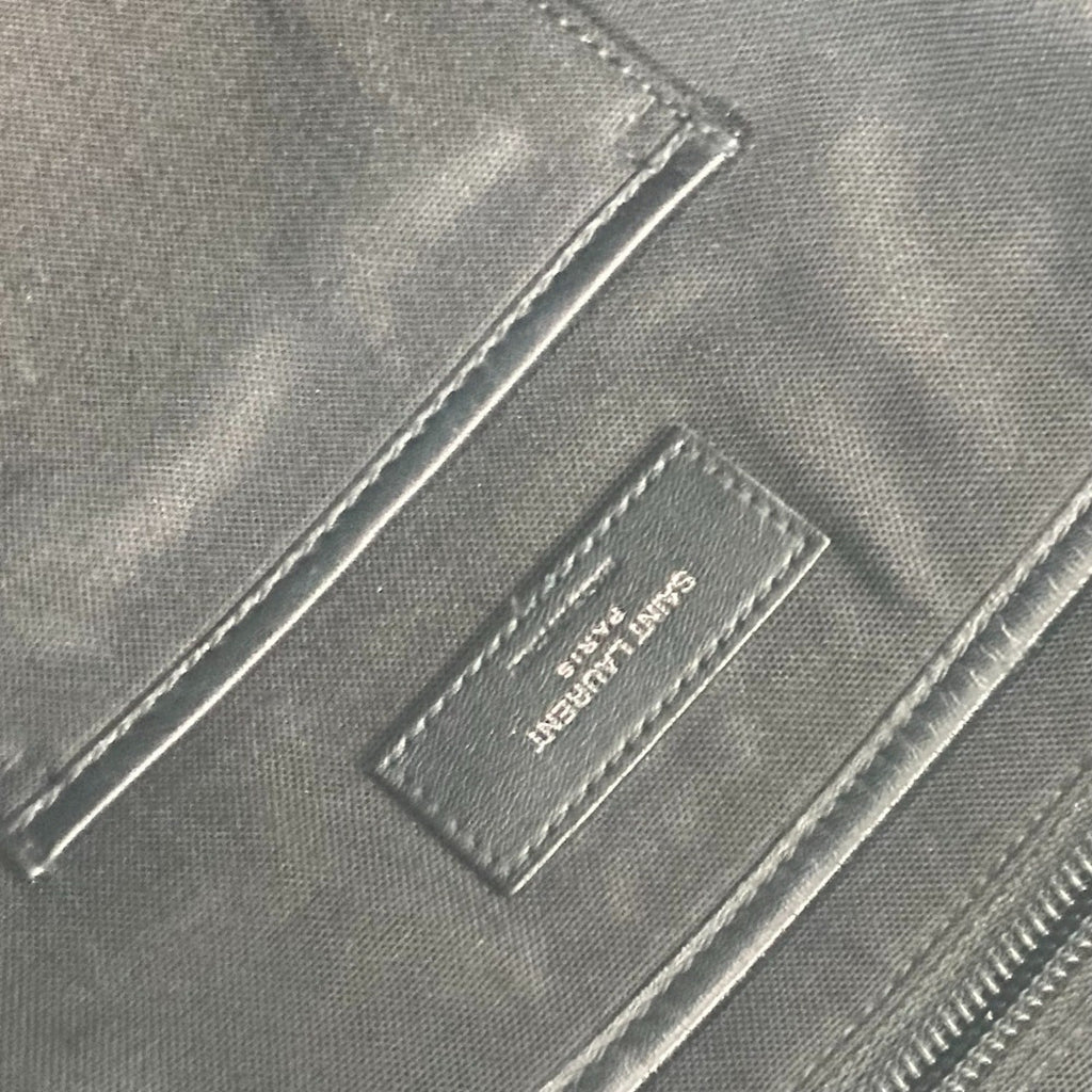 Saint Laurent Beige Black Coated Canvas Leather Backpack (Pre-Owned)