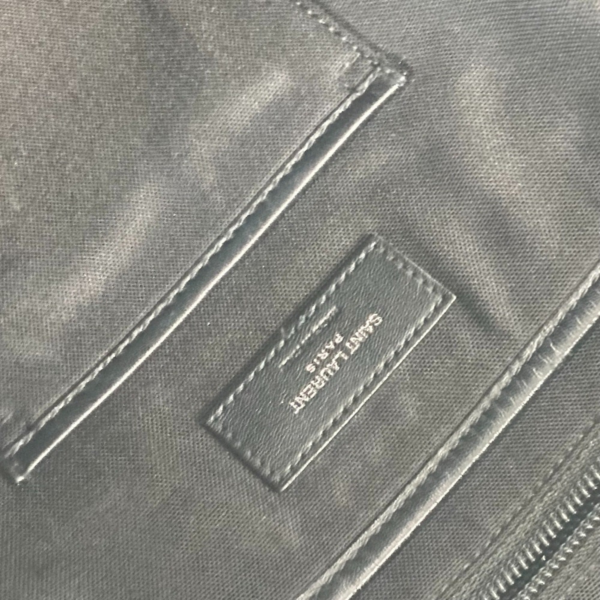 Saint Laurent Beige Black Coated Canvas Leather Backpack (Pre-Owned)
