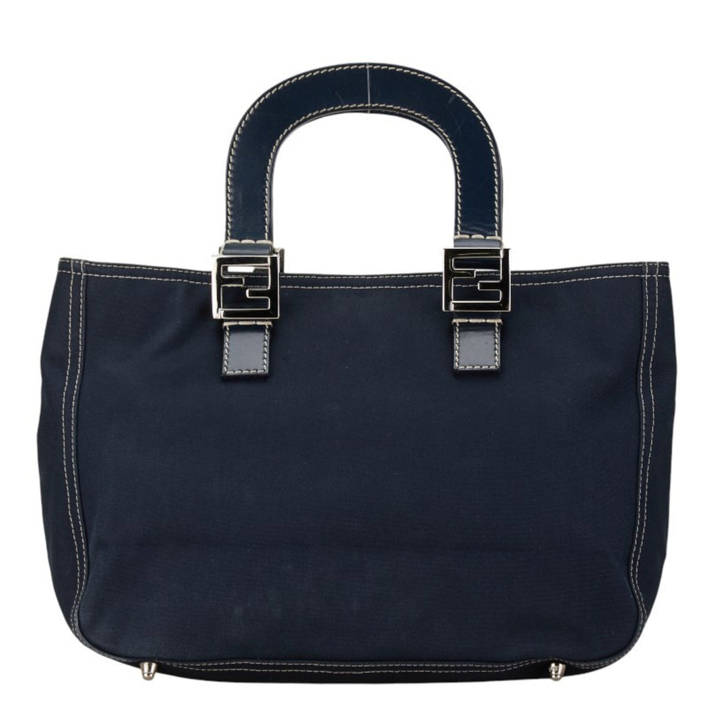 Fendi Navy Canvas Leather Handbag