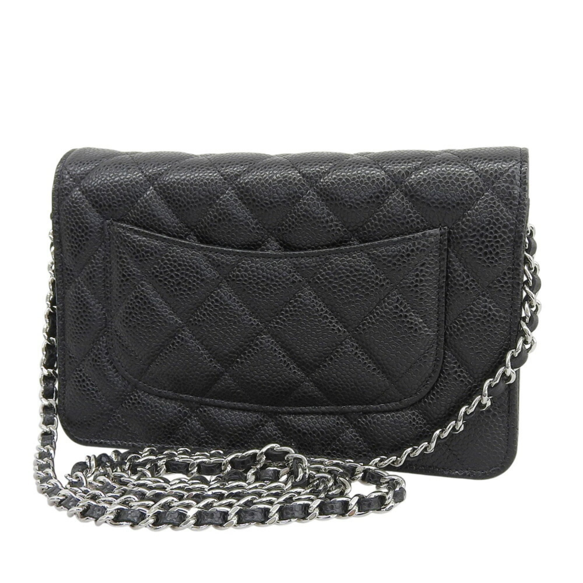 Chanel Black Grained Calfskin Shoulder Bag