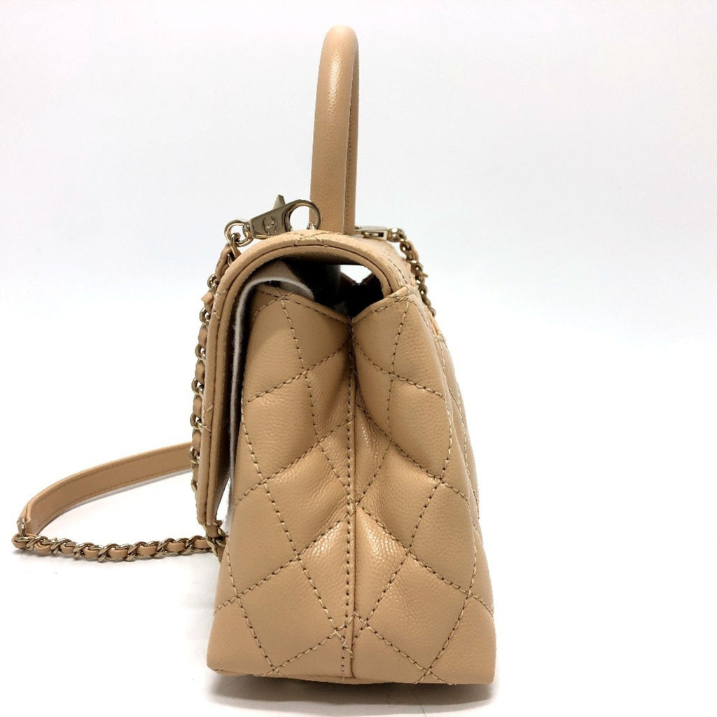 Chanel Beige Grained Calfskin Handbag Shoulder Bag
