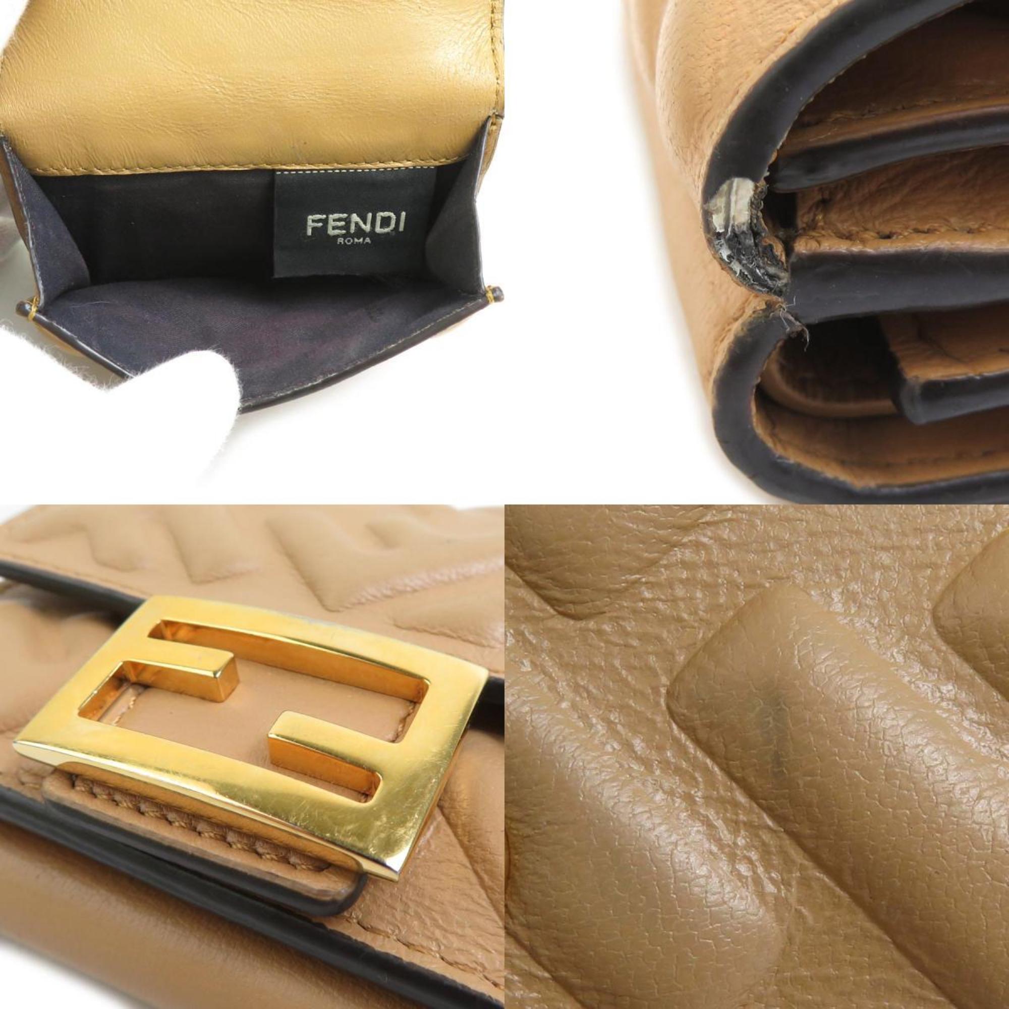 Fendi Beige Leather Wallet (Tri-Fold)