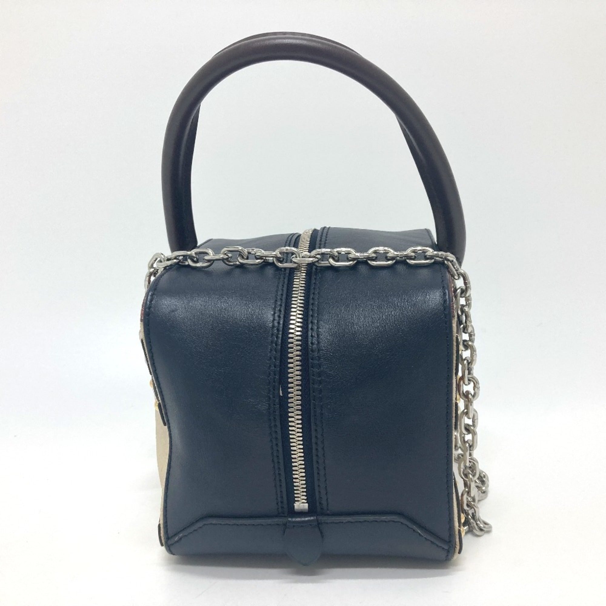 Louis Vuitton Beige Black Leather Handbag