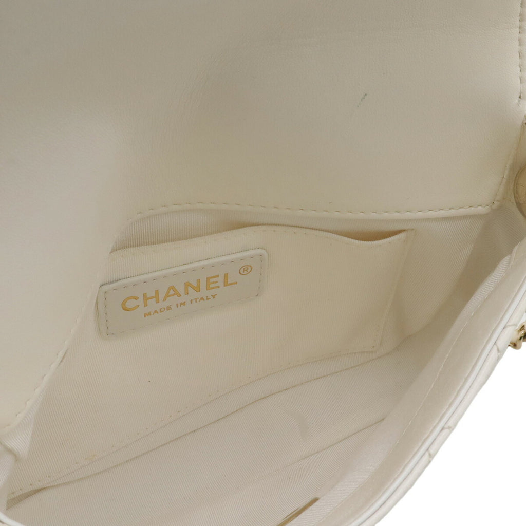 Chanel Matelasse Black Ivory Leather Pochette Shoulder Bag