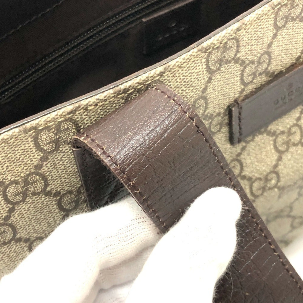 Gucci Beige Dark Brown Gg Supreme Canvas Handbag Tote Bag (Pre-Owned)