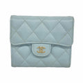 Chanel Light Blue Grained Calfskin Wallet (Tri-Fold)