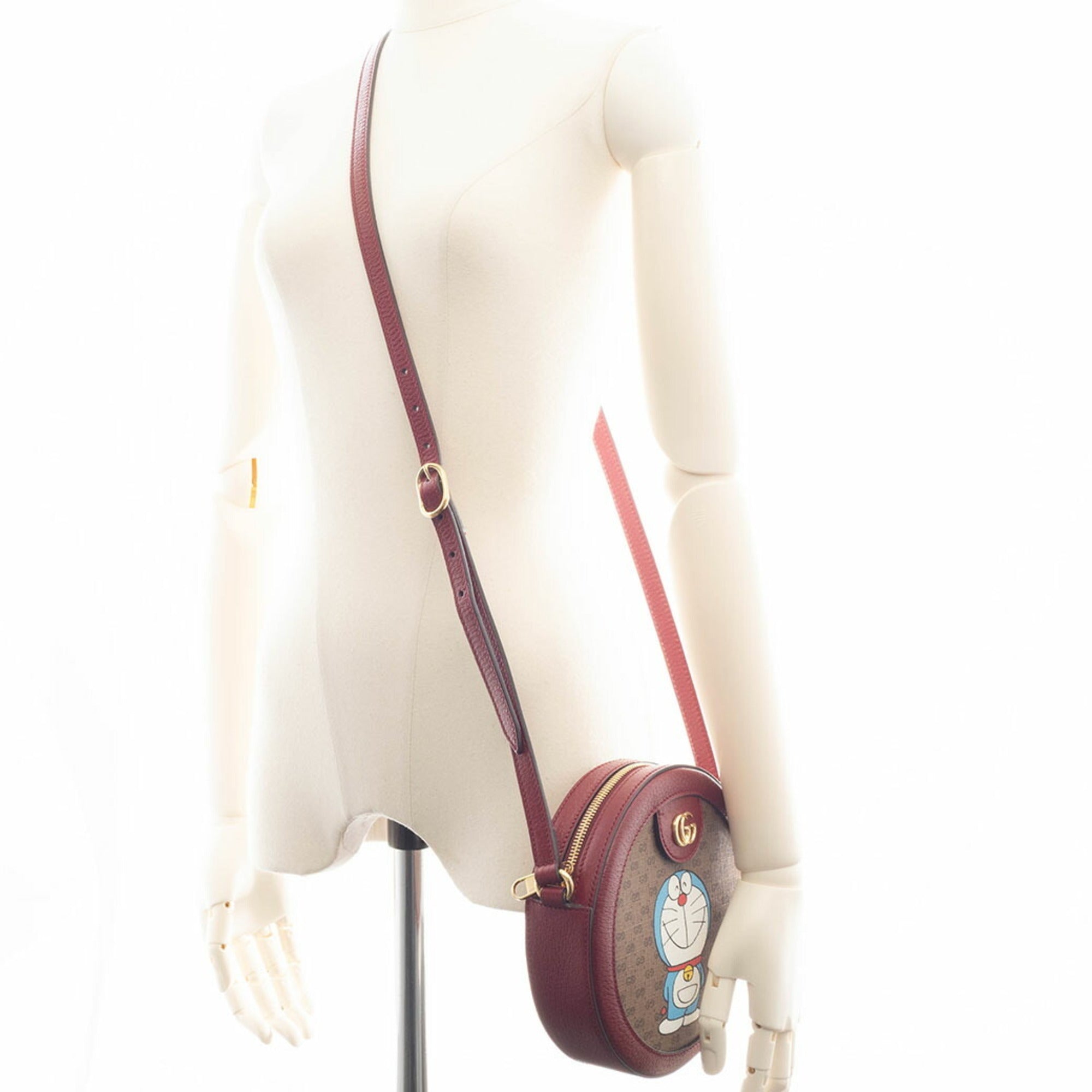 Gucci Beige Red Color Gg Supreme Leather Shoulder Bag (Pre-Owned)