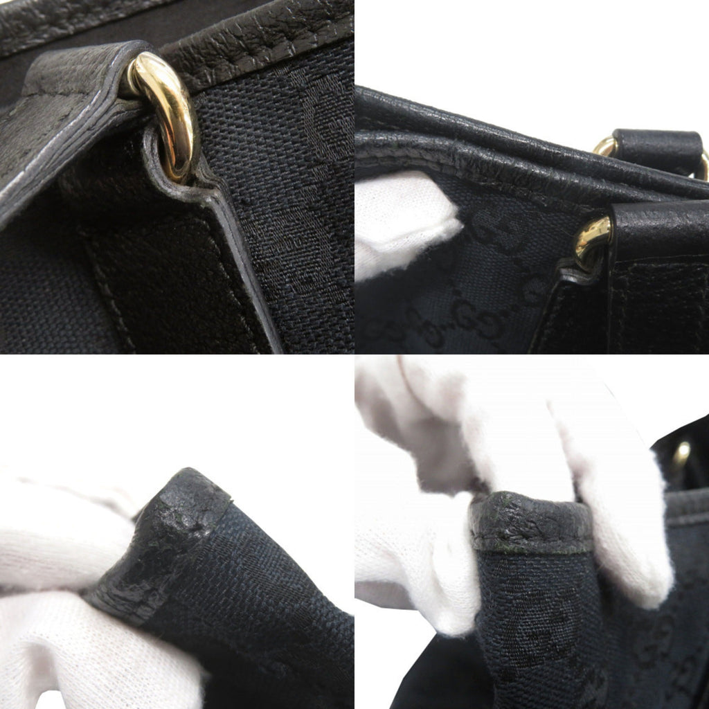 Gucci Black Gg Canvas Leather Tote Bag (Pre-Owned)
