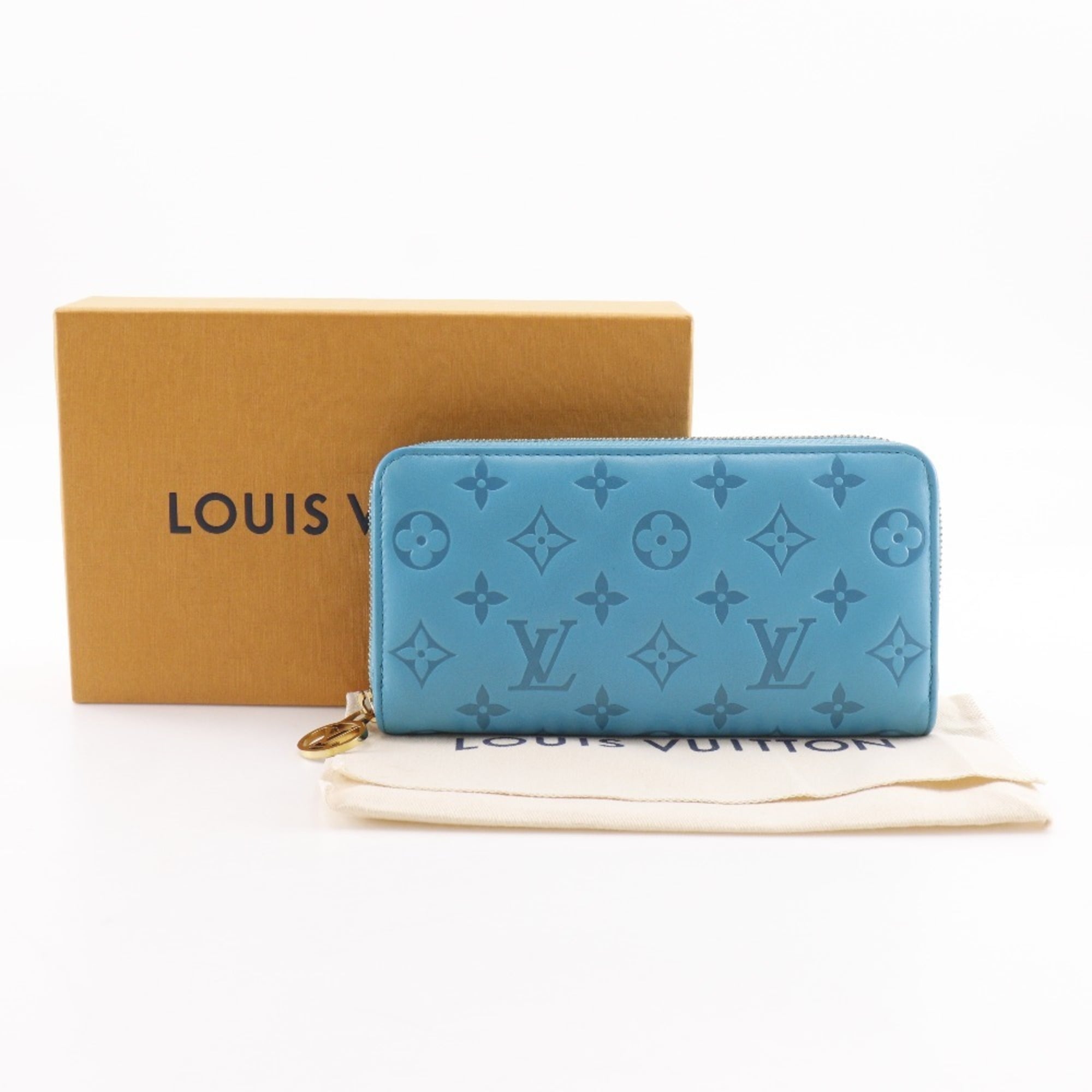 Louis Vuitton Blue Turquoise Leather Long Wallet