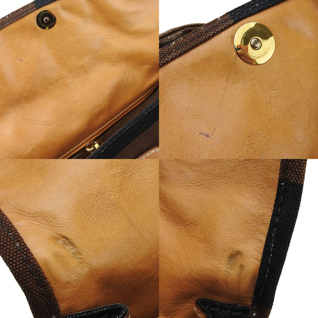 Prada Black Brown White Canvas Handbag