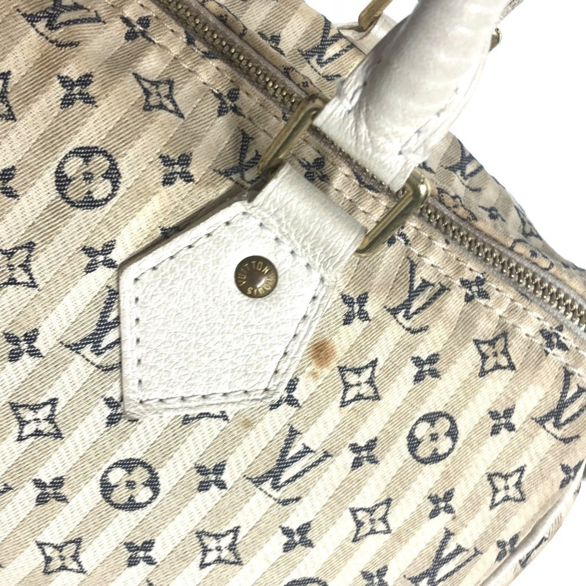 Louis Vuitton Monogram Mini Lin Navy White Monogram Mini Lin Boston Bag Handbag