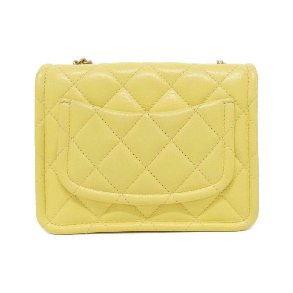 Chanel Yellow Grained Calfskin Shoulder Bag