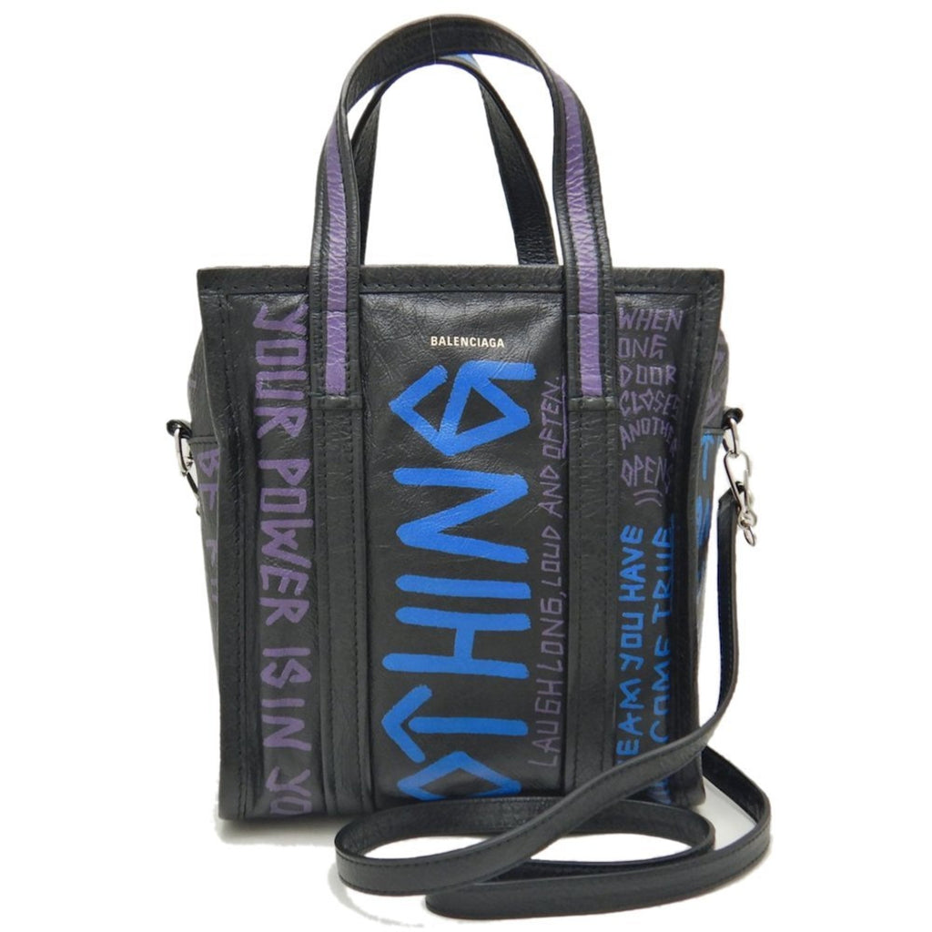 Balenciaga Black Blue Leather Hand
