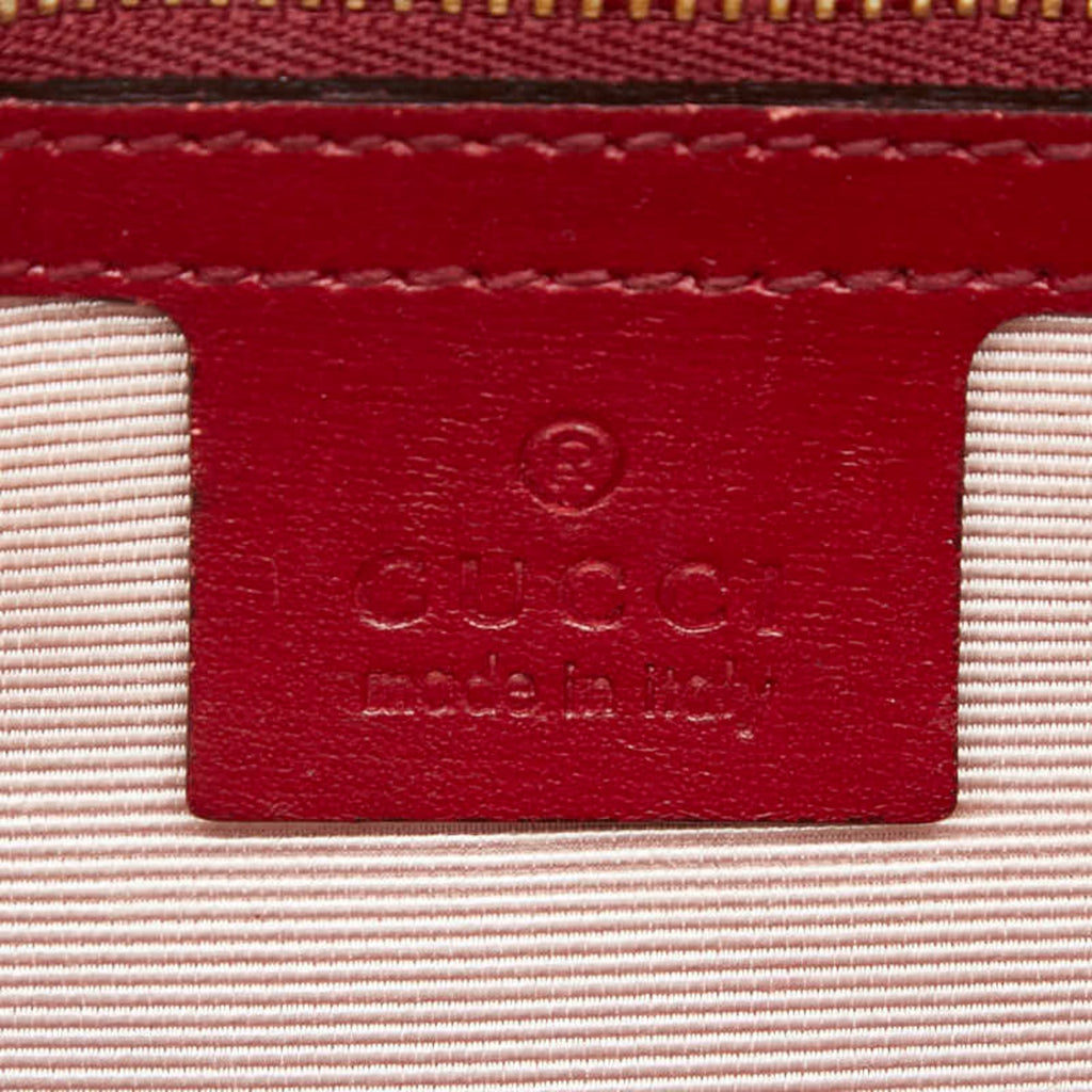 Gucci Black Red Color Leather Shoulder Bag (Pre-Owned)