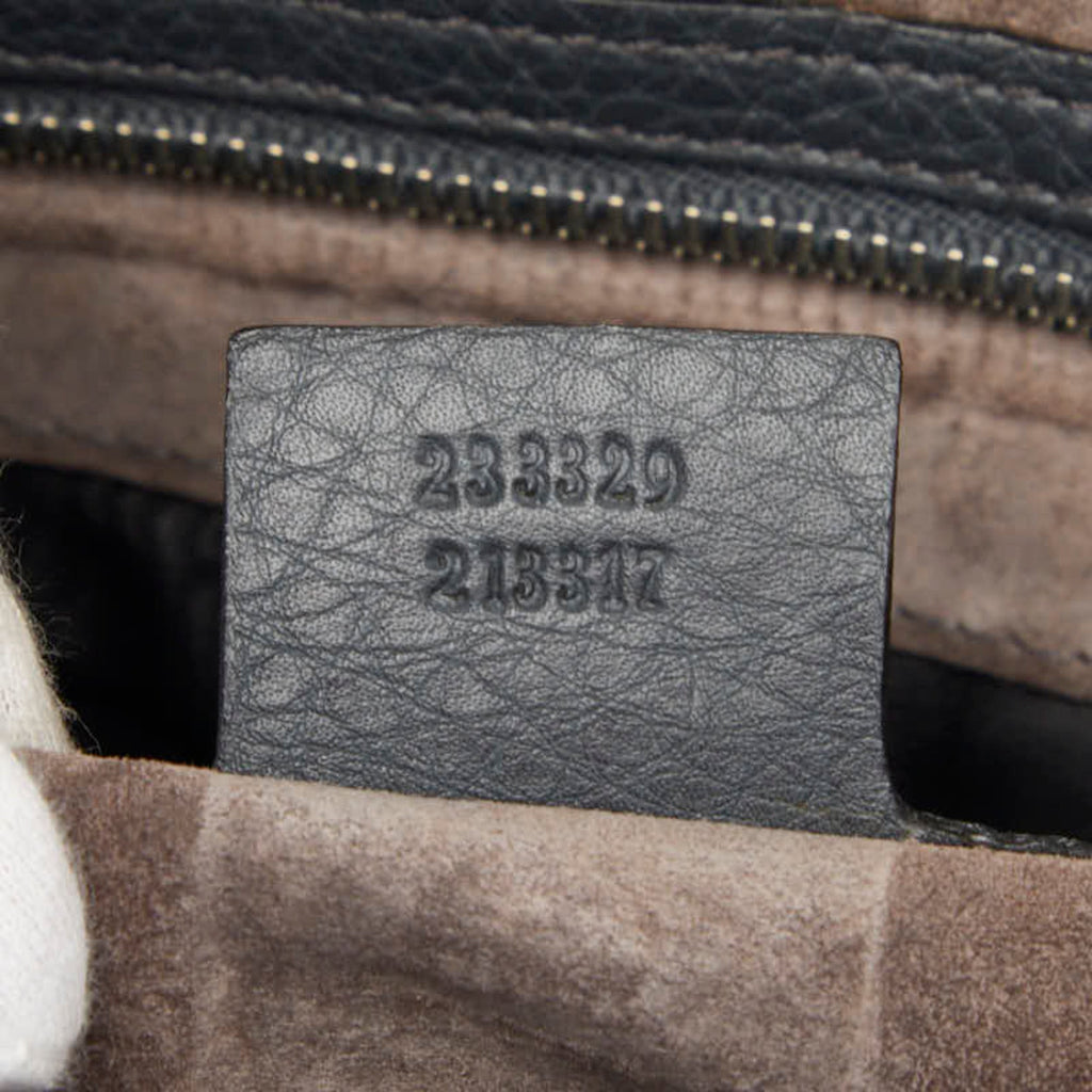 Gucci Black Gray Leather Shoulder Bag (Pre-Owned)