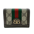 Gucci Brown Green Red Color Pvc Canvas Leather Wallet (Bi-Fold) (Pre-Owned)