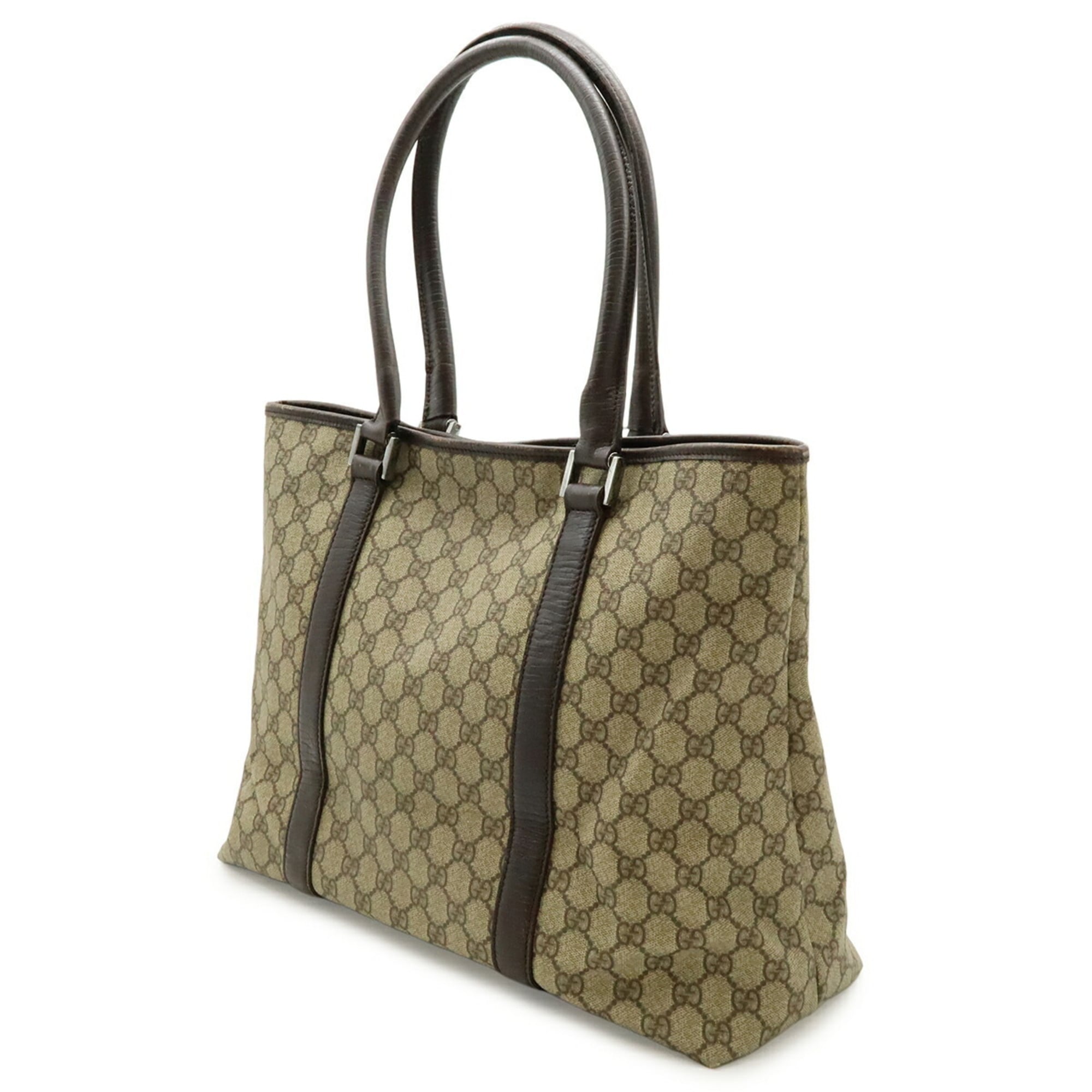 Gucci Beige Dark Brown Gg Supreme Shoulder Bag Tote Bag (Pre-Owned)
