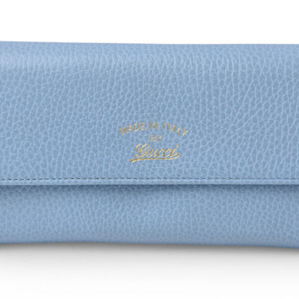 Gucci Blue Leather Long Wallet (Bi-Fold) (Pre-Owned)