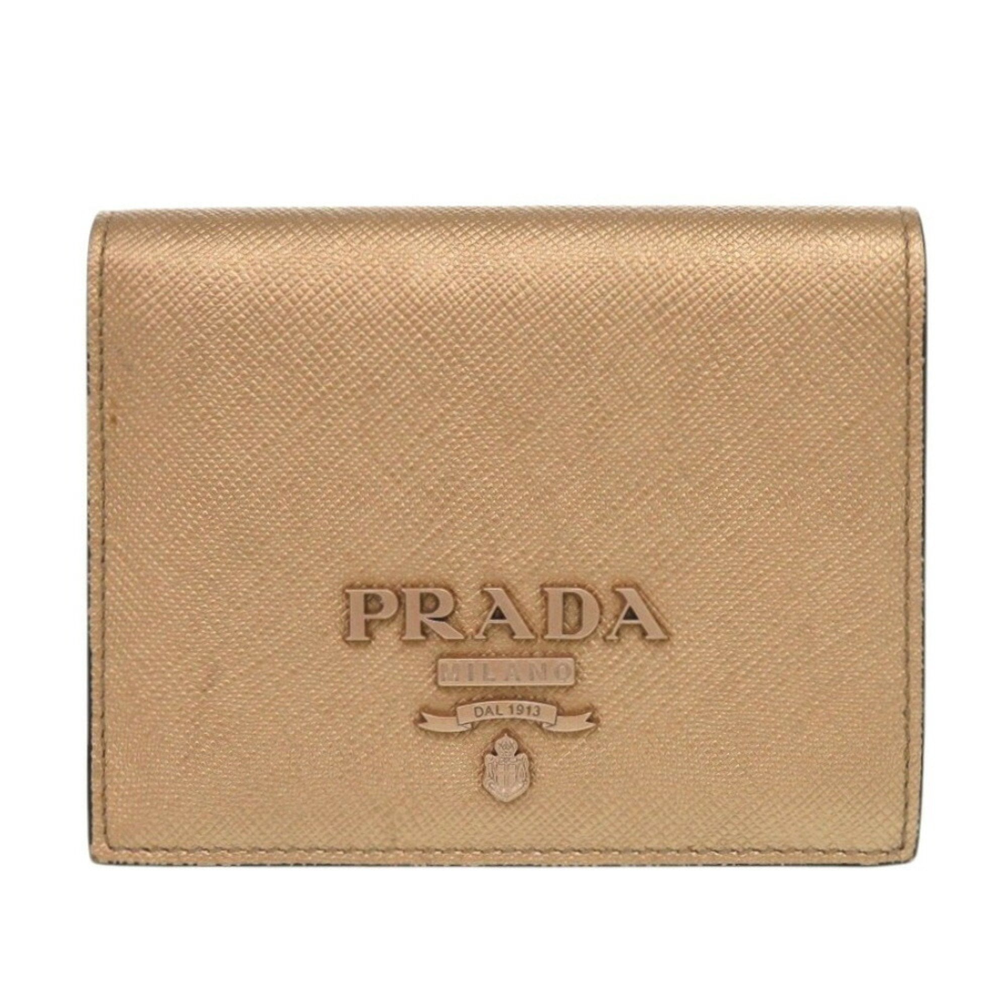 Prada Gold Saffiano Wallet (Bi-Fold)