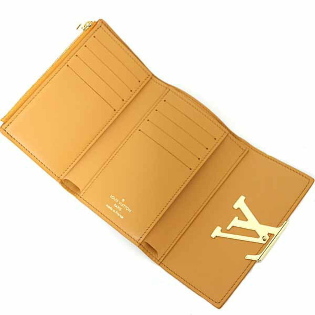 Louis Vuitton Orange Saffron Yellow Leather Wallet (Tri-Fold)