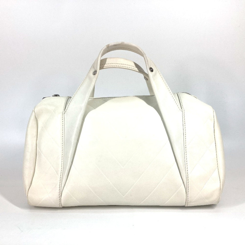 Chanel White Leather Boston Bag