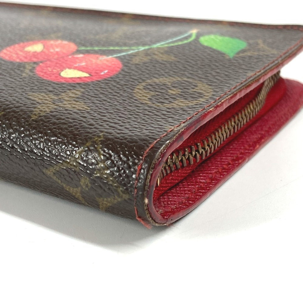 Louis Vuitton Brown Monogram Cherry Red Color Monogram Long Wallet