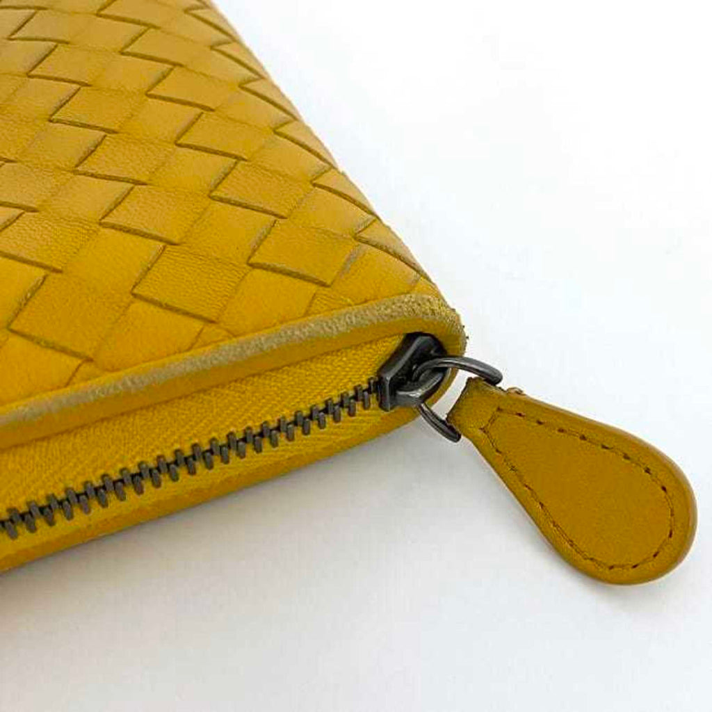 Bottega Veneta Yellow Leather Long Wallet (Bi-Fold)