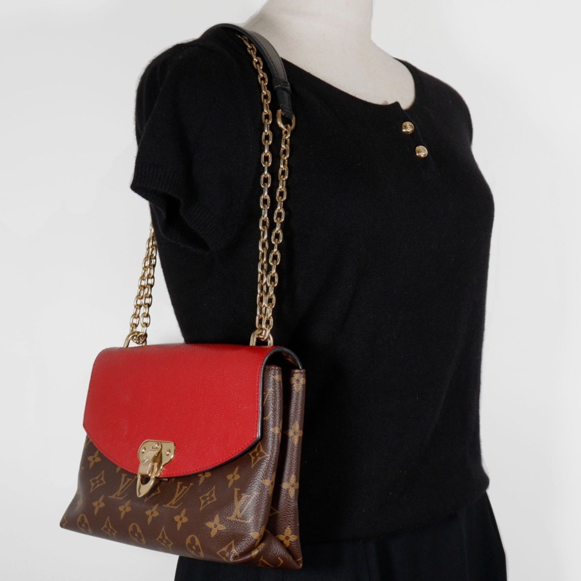 Louis Vuitton Monogram Brown Cerise Red Color Monogram Shoulder Bag