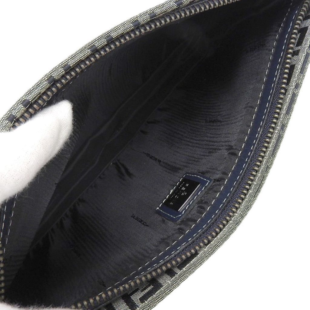 Fendi Navy Canvas Leather Pouch
