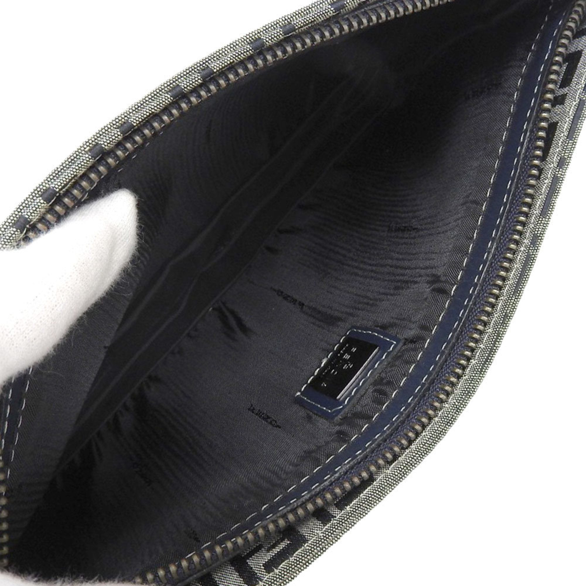 Fendi Navy Canvas Leather Pouch