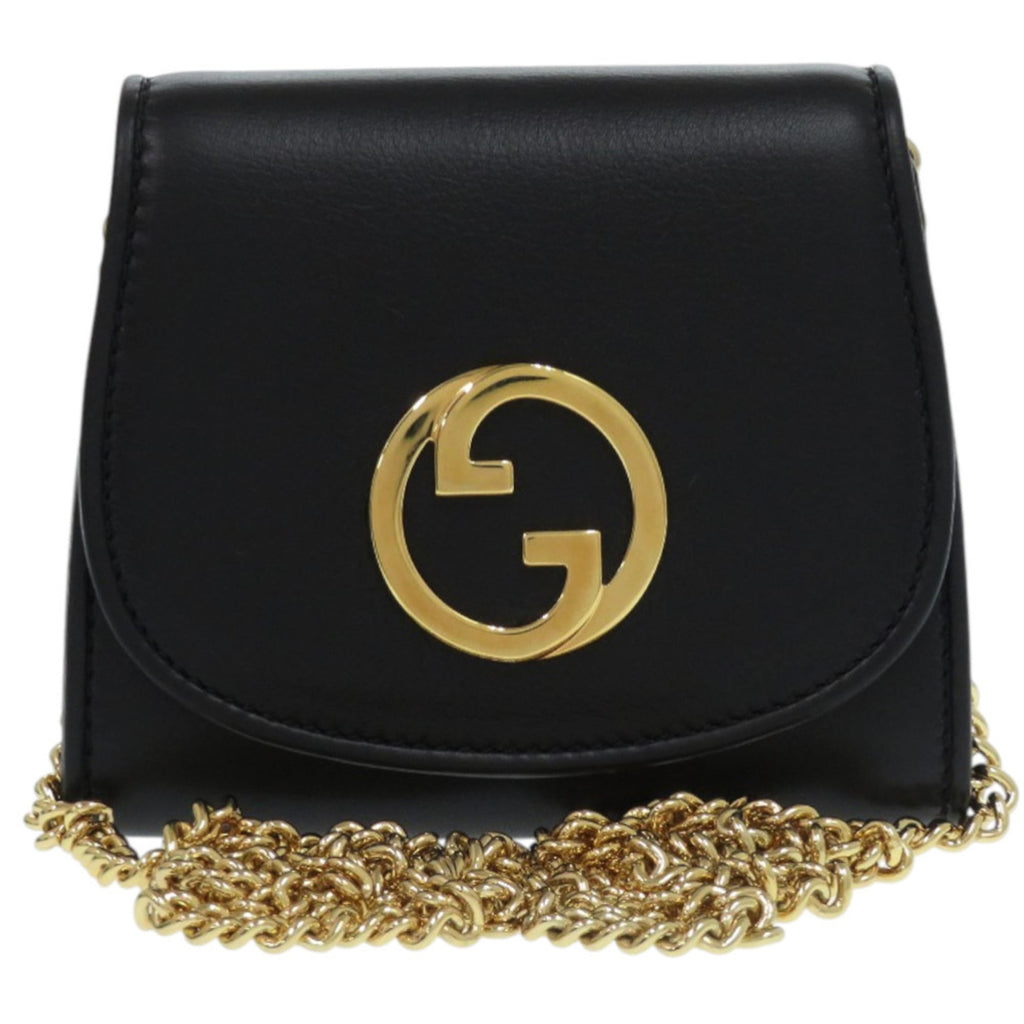 Gucci Black Leather Chain/Shoulder Wallet (Pre-Owned)